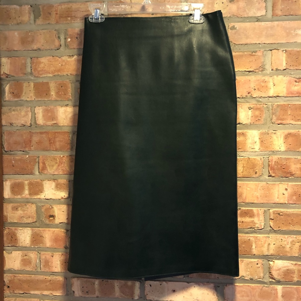 Zara large dark green faux leather pencil skirt